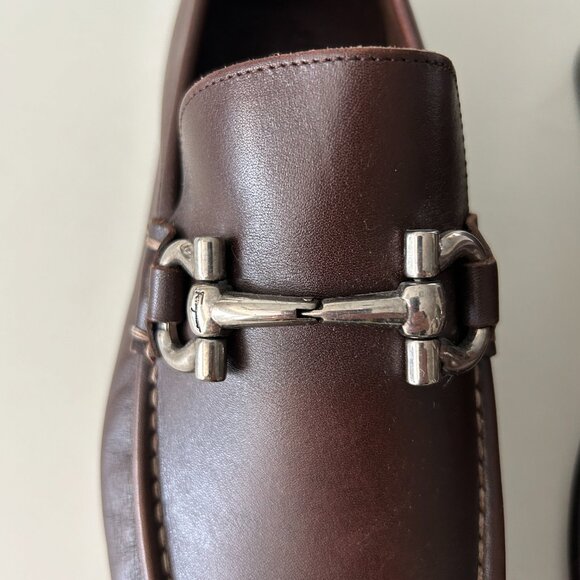 Mens Brown Leather Ferragamo Loafers Slip-Ons Designer Mens Shoes Sz 7.5 EE - Picture 5 of 16